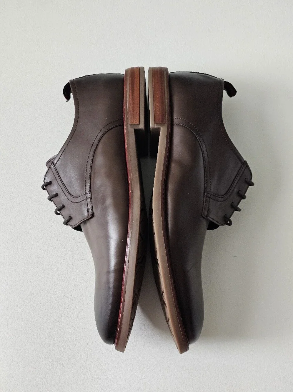 Ben Sherman Brent Plain Toe Leather Derby Dress Shoes Dark Brown Men's US 13 NWT